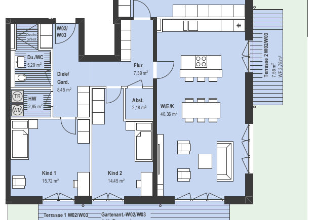 Grundriss EG W2+3 Sterrhubenweg